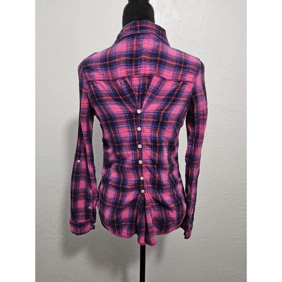 VTG Womens Victorias Secret PINK plaid Button Up Shirt Y2k Cabin Barbiecore - Picture 4 of 14